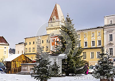 Ð¡entral square in Freistadt - Upper Austria Stock Photo